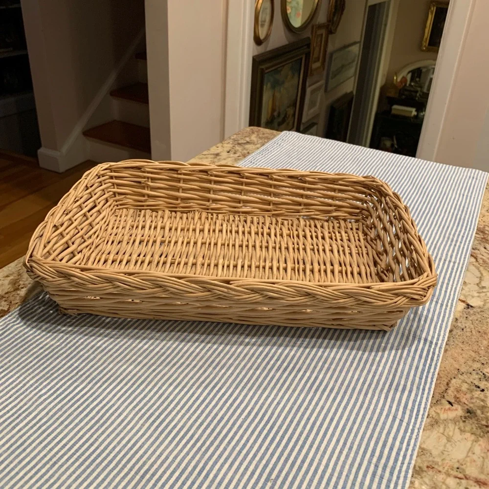 Stylist Rectangular Wicker Basket Tray